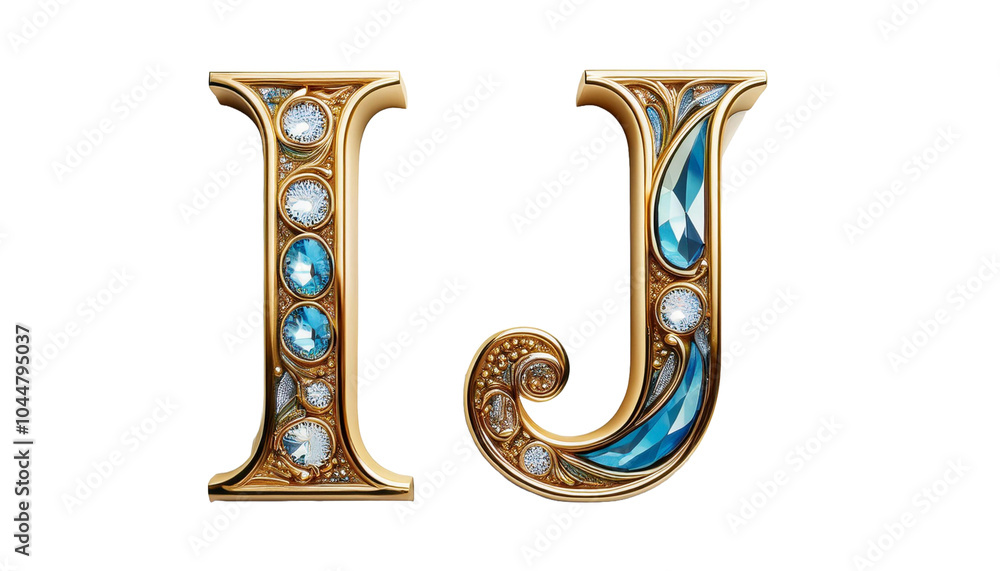 I-J Jewel texture letters I J isolated on white background luxurious typography I-J Jewel texture letters I J isolated on white background luxurious typography