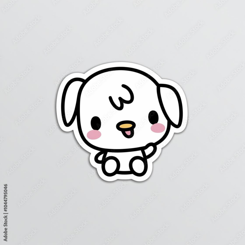 A cute cartoon dog with blushing cheeks, drawn in a kawaii style with a simple, friendly expression. Ideal for stickers, decorations, and playful designs. A cute cartoon dog with blushing cheeks, drawn in a kawaii style with a simple, friendly expression. Ideal for stickers, decorations, and playful designs.