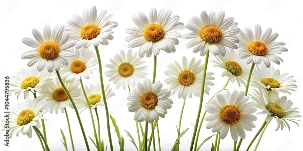 Silhouette photorealistic daisies on white background Silhouette photorealistic daisies on white background