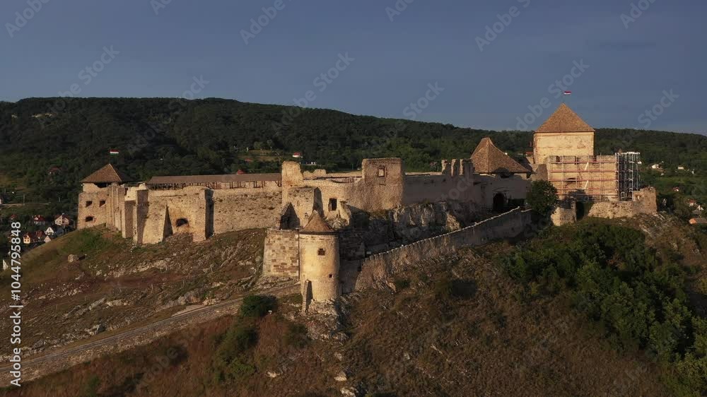 Aerial view of a medieval castle in Hungary Aerial view of a medieval castle in Hungary