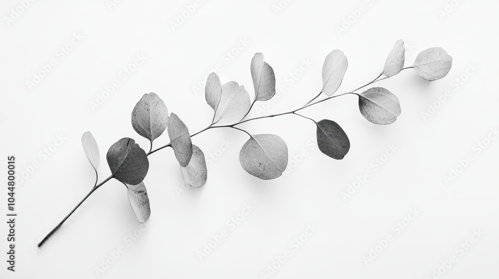 Eucalyptus Sprig in Minimalist Black and White Design Eucalyptus Sprig in Minimalist Black and White Design