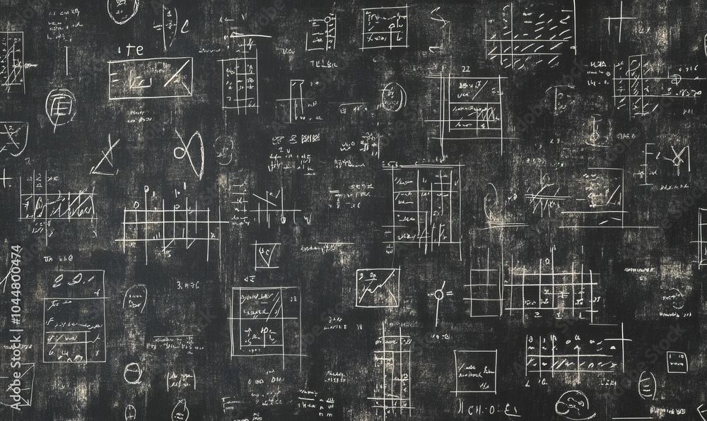 White chalk drawings on a black chalkboard. White chalk drawings on a black chalkboard.