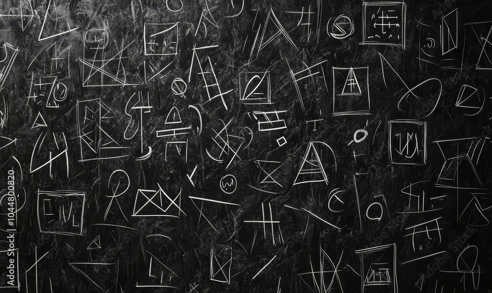Chalk drawings on a black surface. Chalk drawings on a black surface.