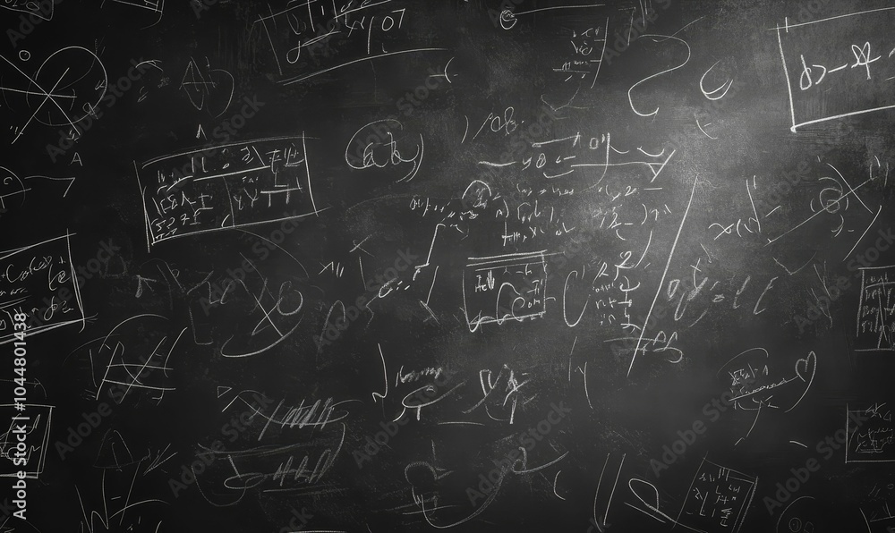 White chalk scribbles on a black chalkboard. White chalk scribbles on a black chalkboard.