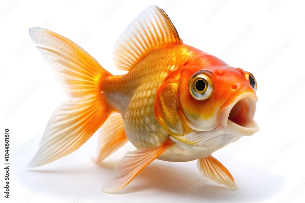 Shocked goldfish isolated on white background Shocked goldfish isolated on white background