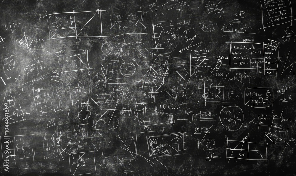 Chalkboard covered in scribbles and drawings. Chalkboard covered in scribbles and drawings.