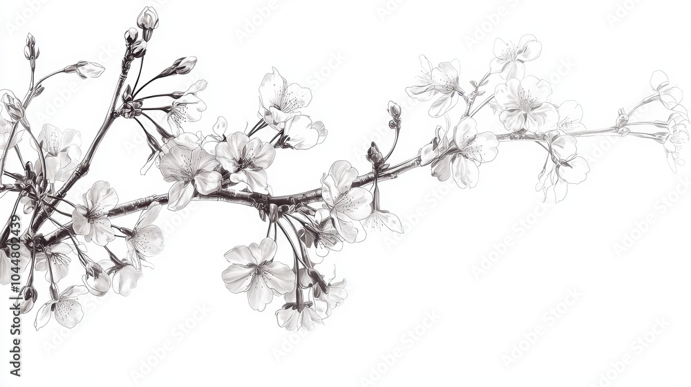 Simple Line Art Cherry Blossom Illustration Simple Line Art Cherry Blossom Illustration
