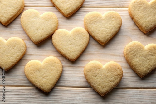 Shortbread heart cookies in silhouette shapes on a white background