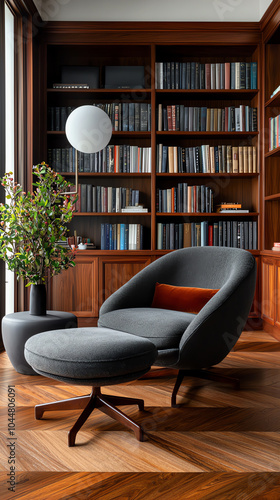 Wallpaper Mural Cozy reading nook with modern design a stylish integration of nature and comfort in a home library Torontodigital.ca