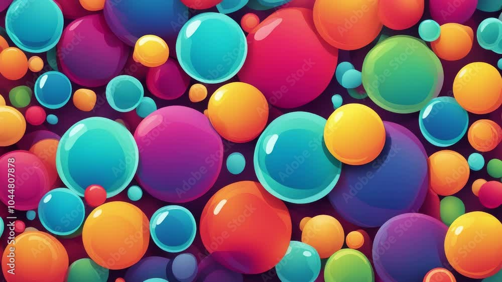 Stop motion loop cartoon animation, background with multicolored bubbles in different sizes, abstract fun party background Stop motion loop cartoon animation, background with multicolored bubbles in different sizes, abstract fun party background