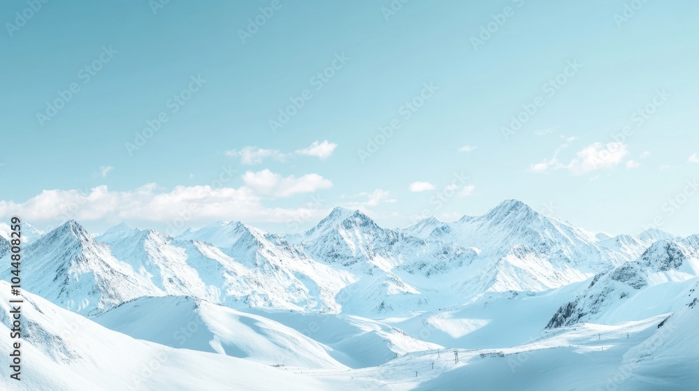 A panoramic banner mockup featuring a snowy mountain range with a clear blue sky, providing ample blank space for commercial text overlay, ideal for winter sports or travel promotions A panoramic banner mockup featuring a snowy mountain range with a clear blue sky, providing ample blank space for commercial text overlay, ideal for winter sports or travel promotions