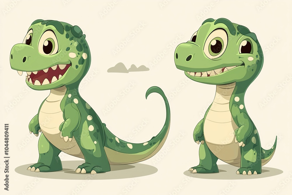 Naklejka premium Cartoon Dinosaur Character with Exaggerated Features
