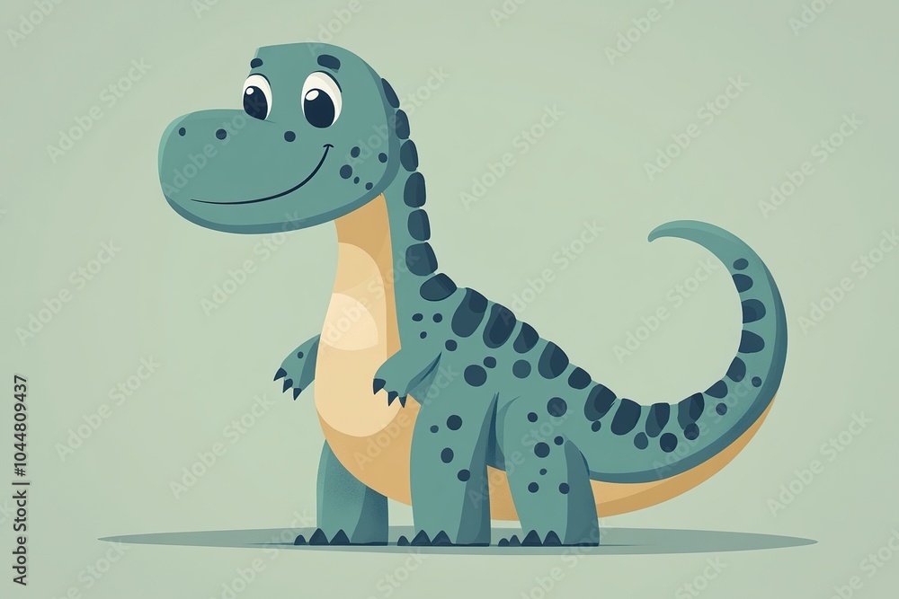 Naklejka premium Cartoon Dinosaur with Exaggerated Features for Children's Illustrations
