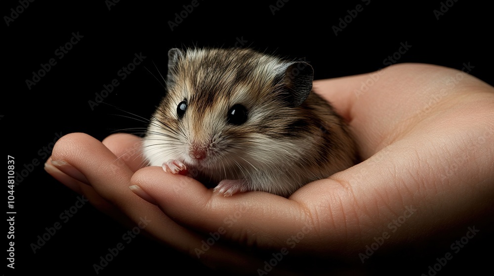 Adorable Hamster Held in Hand: Close Up Portrait Adorable Hamster Held in Hand: Close Up Portrait