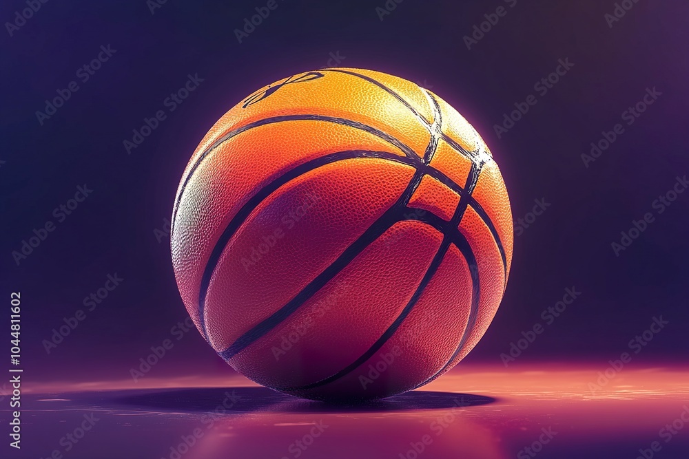 Stylized Cartoon Basketball with Glossy Surface, Deep Grooves, and Vibrant Orange Hues Stylized Cartoon Basketball with Glossy Surface, Deep Grooves, and Vibrant Orange Hues