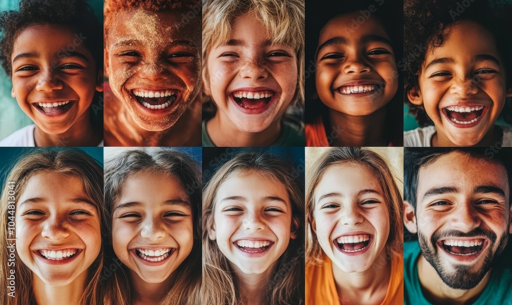 Smiling faces of diverse people in a collage. Smiling faces of diverse people in a collage.