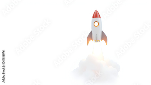 3D rocket in space Business startup and business growth concept, isolated on white background, image ai midjourney generate