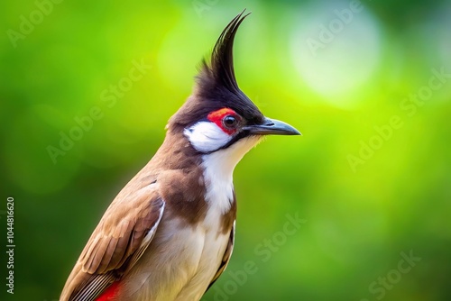 Silhouette of a red whiskered bulbul perched on a branch photo