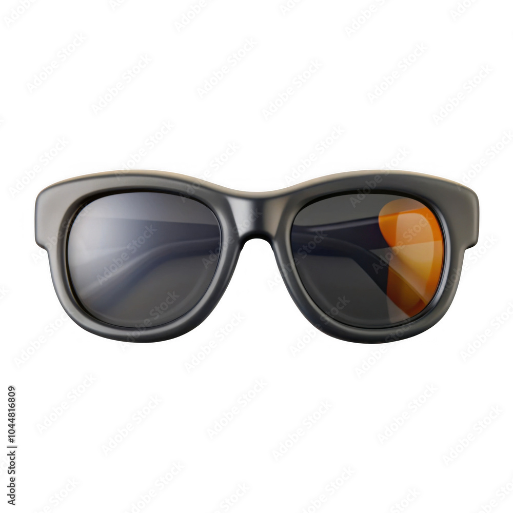 A stylish pair of sunglasses with a modern design and tinted lenses, presented as a 3D model. The glasses appear sleek and fashionable. A stylish pair of sunglasses with a modern design and tinted lenses, presented as a 3D model. The glasses appear sleek and fashionable.