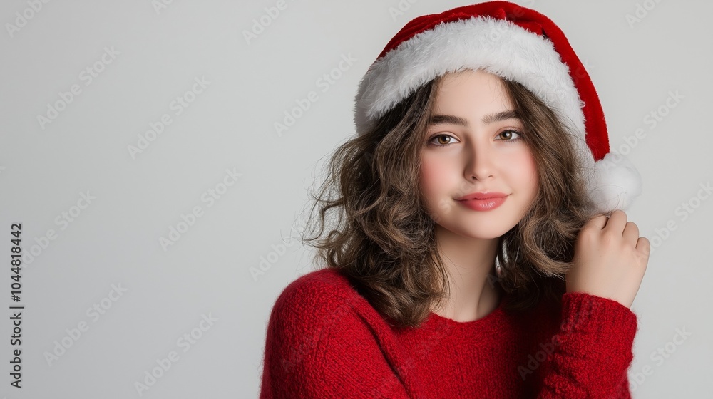 nice girl costume santa claus, isolated white background nice girl costume santa claus, isolated white background
