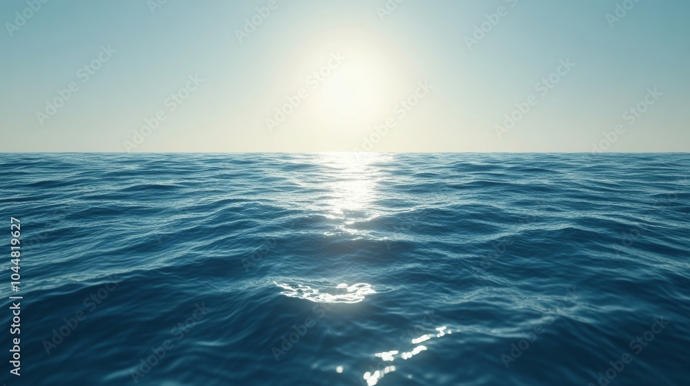 Obraz premium Calm Ocean Surface with Glimmering Sunlight