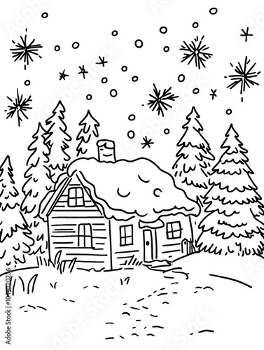 Doodle Christmas and New Year Cards - 2D Hand-drawn Illustrations on White Background