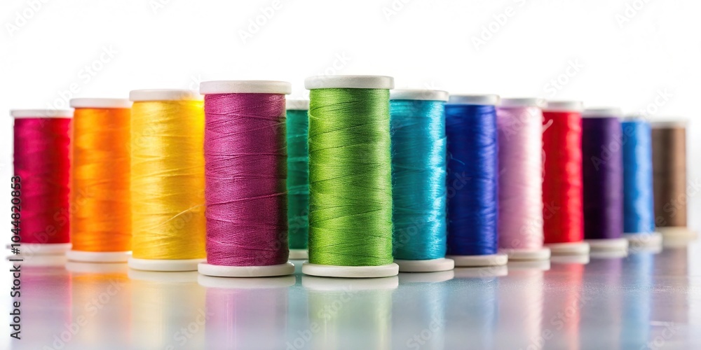 Silhouette of colorful spools of thread on white background Silhouette of colorful spools of thread on white background
