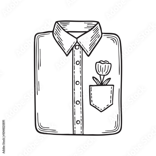An illustration of a buttonhole on a neatly folded shirt