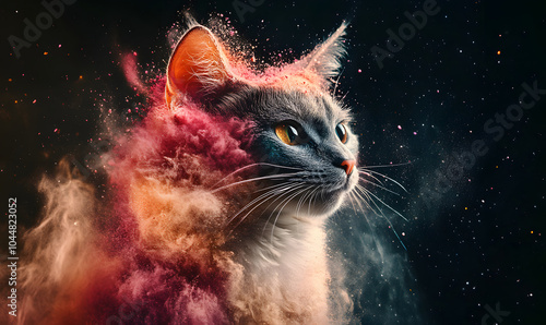 Fantasy and beautiful cats with explosion effects, beautiful cats, mobile wallpapers, computer wallpapers, backgrounds