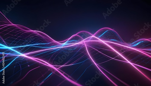 Futuristic Abstract Background with Neon Lines and Light Effects