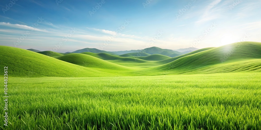 Fototapeta premium Silhouette of green grass field and hills isolated on white background