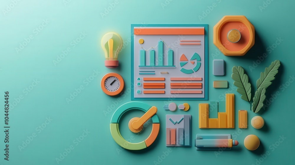 B2B marketing strategy session, flat design, top view, digital growth theme, 3D render, triadic color scheme B2B marketing strategy session, flat design, top view, digital growth theme, 3D render, triadic color scheme