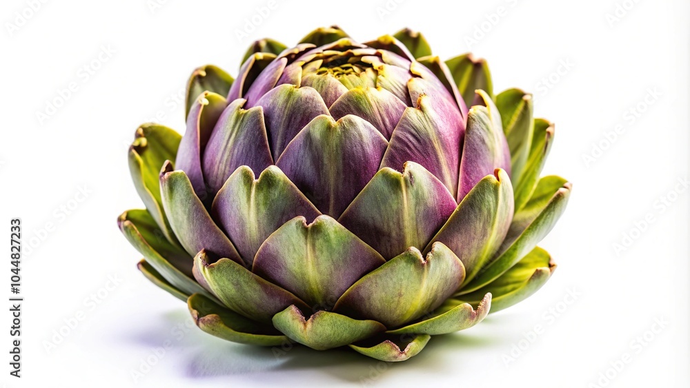 Fototapeta premium Silhouette of organic artichoke flower on white background