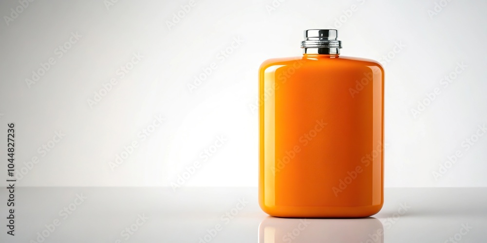 Obraz premium Silhouette of orange water flask on white background