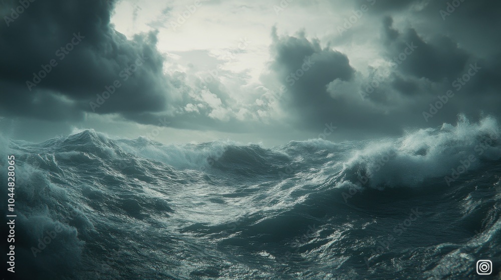 Dark Clouds Over Rough Ocean Waves Dark Clouds Over Rough Ocean Waves