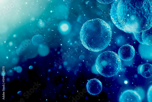 3D illustration of Bacteria. Bacteria on blue background.