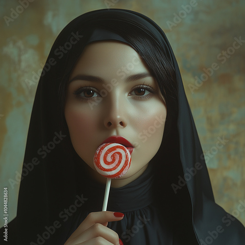 nonne, kloster, ordensfrau, lolli, frau, gesicht, arab, schönheit, auge, black, foulard, arabisch, schleier, religion, leitbild, leute, gestalten, person, araber, make-up, traditionell, frau, nonne, g photo