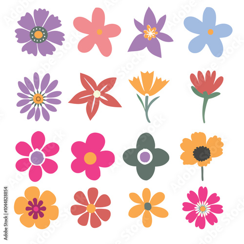 Collection of flowers. Vector botanical flowers background. style for  print,banners, wallpaper, posters, websites, online shopping.Vector illustration design and creative idea,eps 10.	
