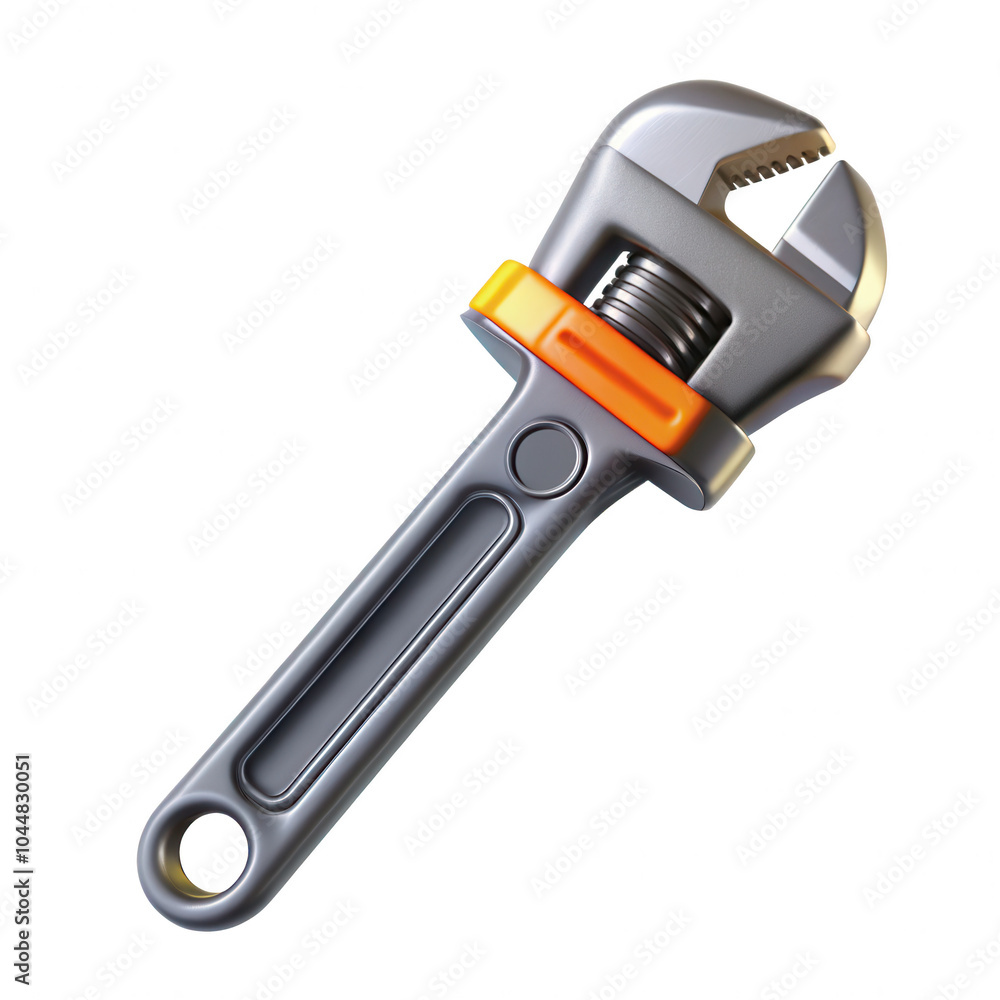 A 3D rendered adjustable wrench with a sleek design, showcasing its grip and functionality. A useful tool in various mechanical tasks. A 3D rendered adjustable wrench with a sleek design, showcasing its grip and functionality. A useful tool in various mechanical tasks.