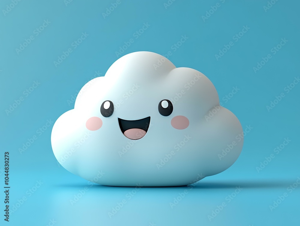 Cute Cloud Character with Smile Cute Cloud Character with Smile