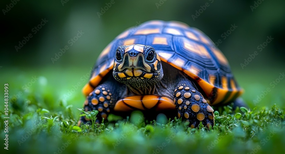 Obraz premium Captivating Close-Up of a Turtle, Showcasing its Vibrant Colors