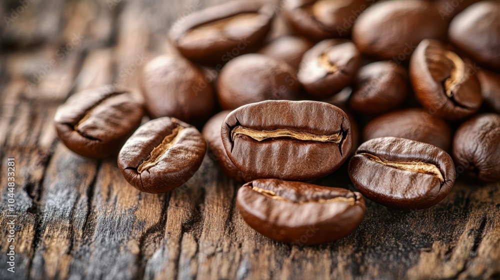 Naklejka premium The Coffee Beans on Wood