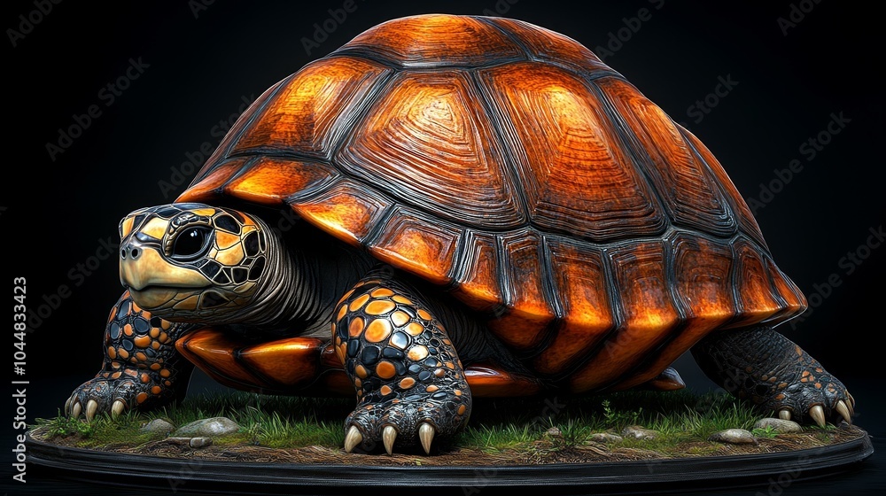 Fototapeta premium Realistic Turtle Statue, Lifelike Miniature Figure for Decoration