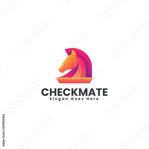 Vector Logo Illustration Checkmate Gradient Colorful Style