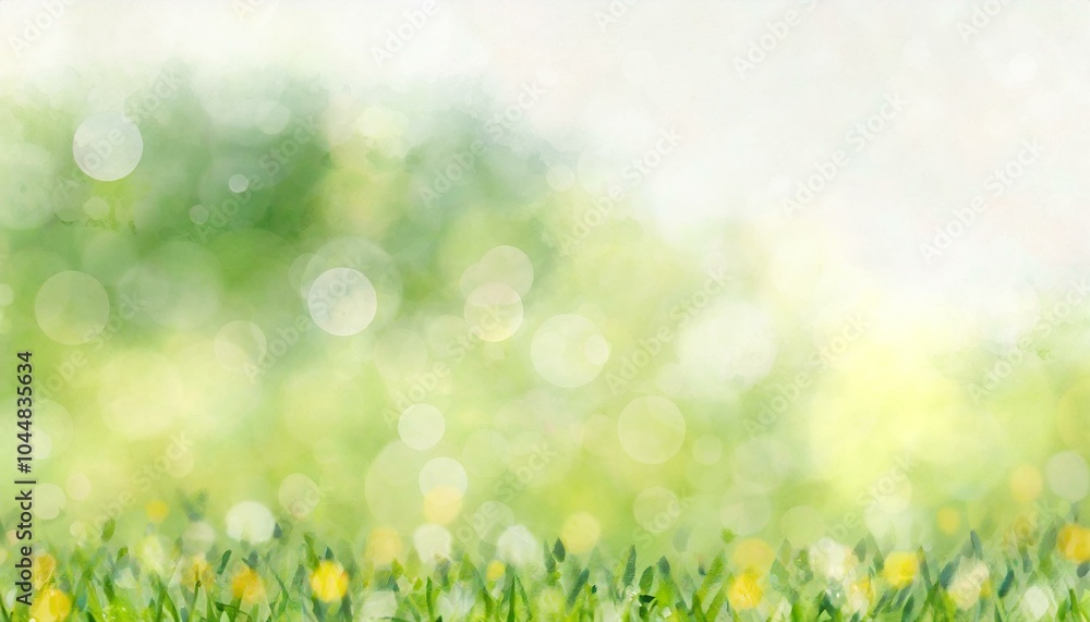 Watercolor landscape background illustration of a bright meadow Watercolor landscape background illustration of a bright meadow
