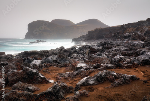 Wallpaper Mural Rocky coast with lighthouse Farol da Ponta dos Capelinhos, Capelinhos peninsula, island of Faial, Azores, Portugal, Europe Torontodigital.ca
