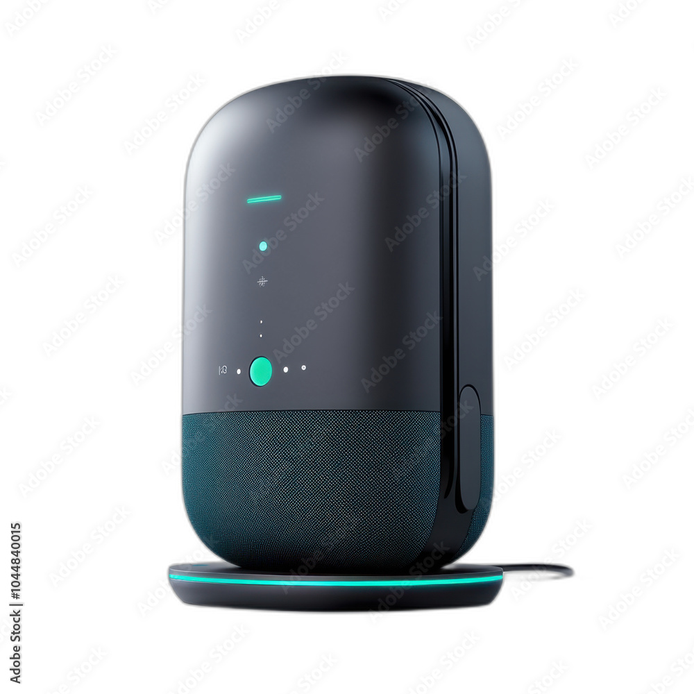 Smart Speaker with Charging Base and Teal Lights Home Automation Voice Control AI Assistant Smart Speaker with Charging Base and Teal Lights Home Automation Voice Control AI Assistant
