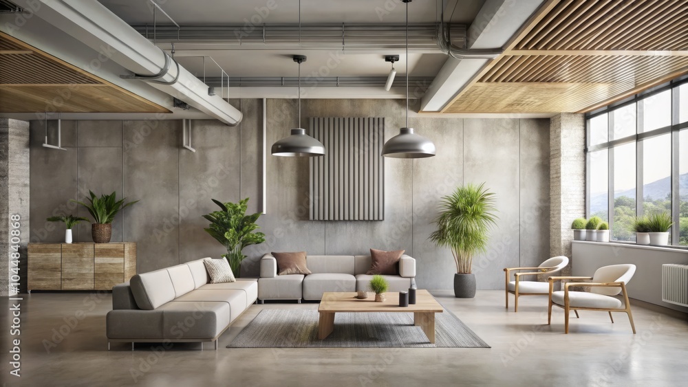 Fototapeta premium Minimalist Ventilation System: Modern Airflow Design, Clean Lines, Industrial Aesthetics, Efficient Air Circulation, Architectural Elements, Minimalism in HVAC, Contemporary Spaces