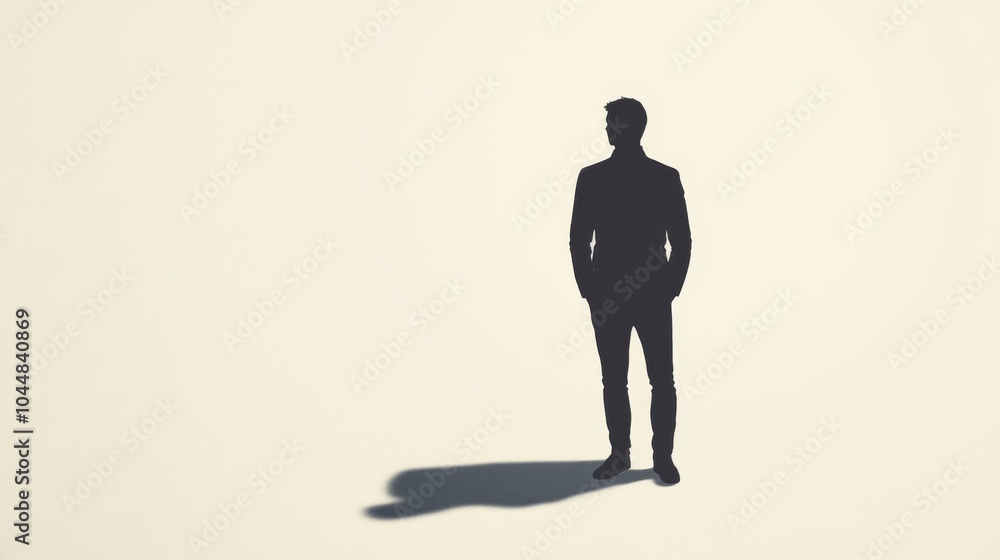 Silhouette of a man standing on a white background. Silhouette of a man standing on a white background.
