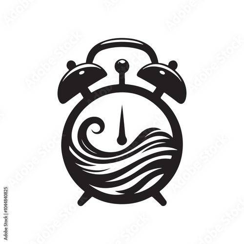 alarm clock with fluid shape, fluid alarm clock silhouette vector icon